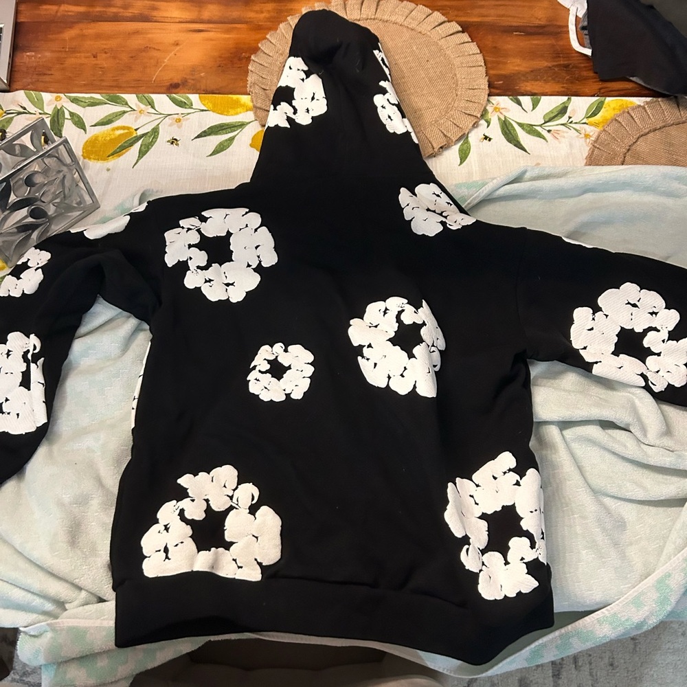 Men's Black Floral Hoodie
